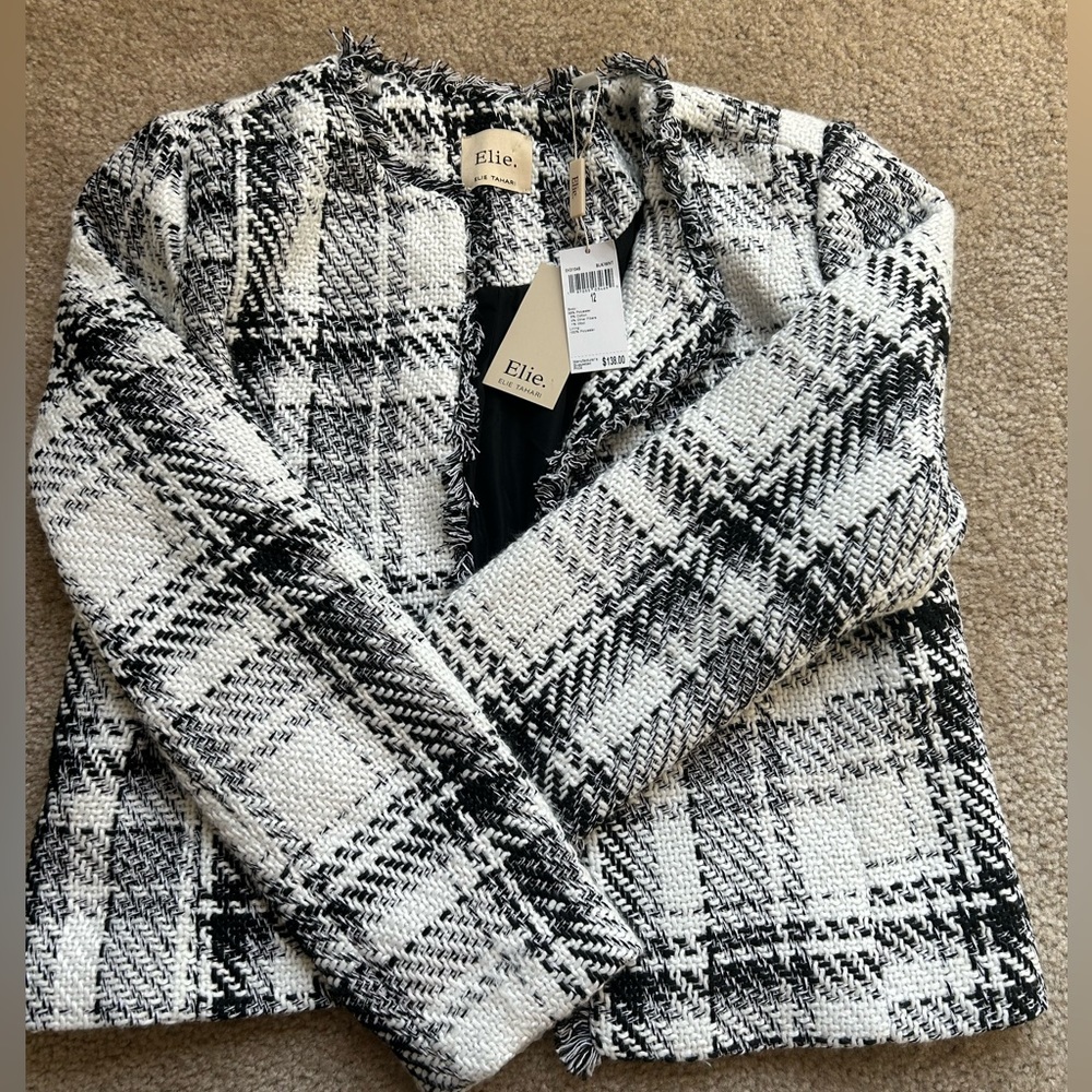 Elie Tahari black and white blazer.